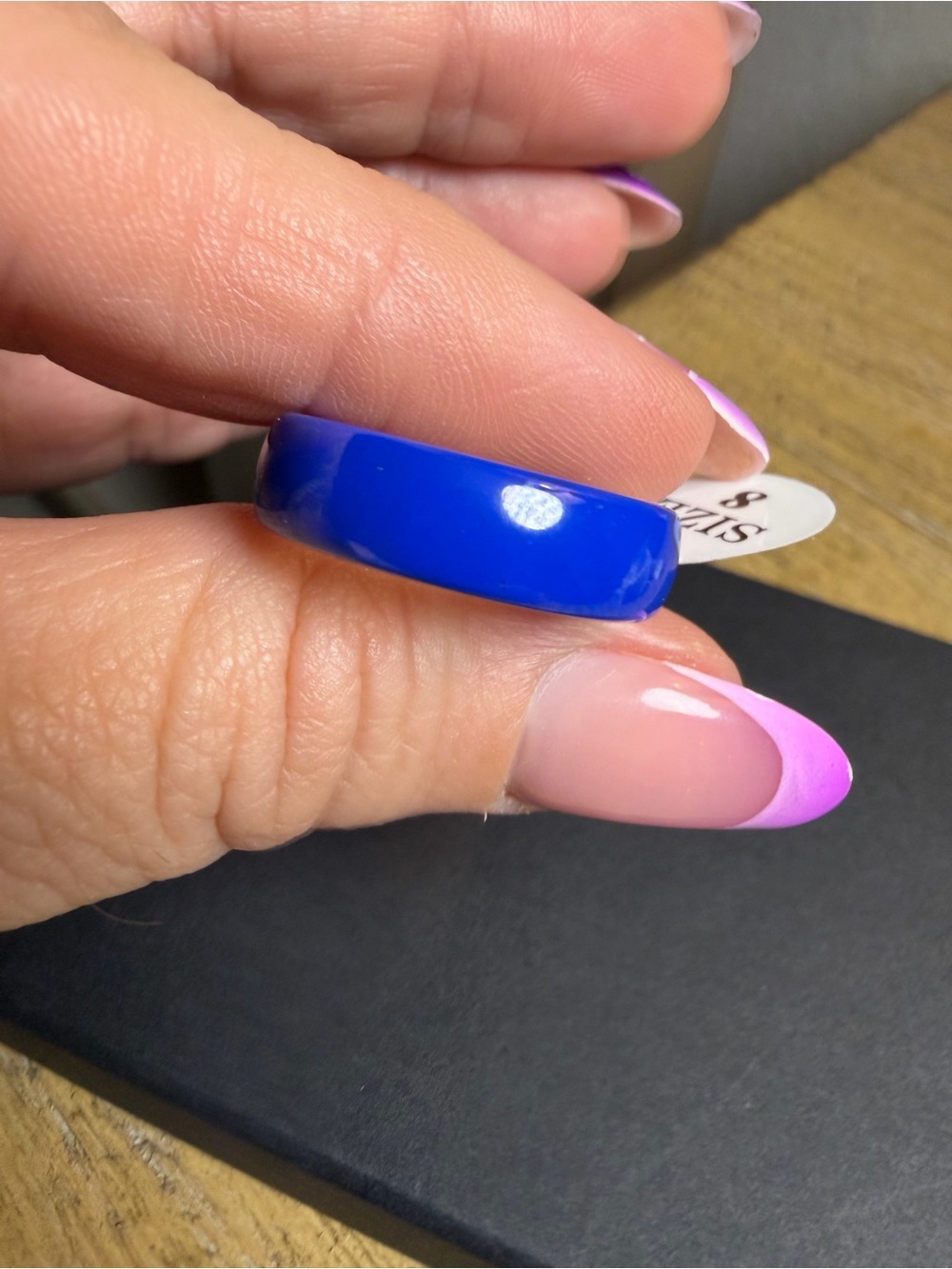 Cobalt Blue Ceramic Ring - Size 8